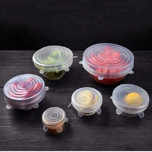 Hot Selling 6 Pack Food Grade Silicone Seal Silicone Stretch Lids reusable silicone food cup bowl cover Amazon