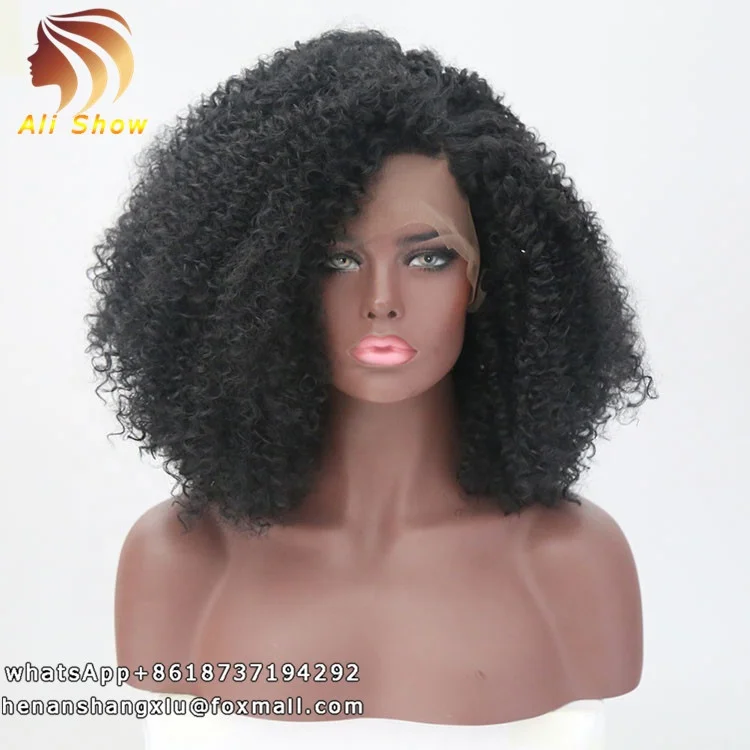 Ali Show Heat Resistant Fiber Hair Afro Twist Kinky Curly Synthetic Lace Front Wigs