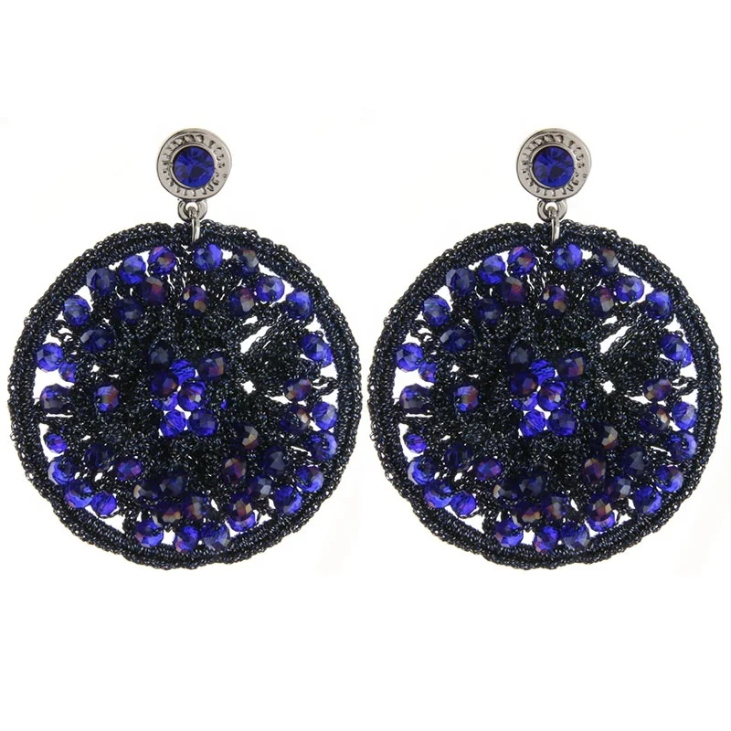 

NeeFu WoFuFine jewelry wholesale crystal handmade crochet earrings, Pink