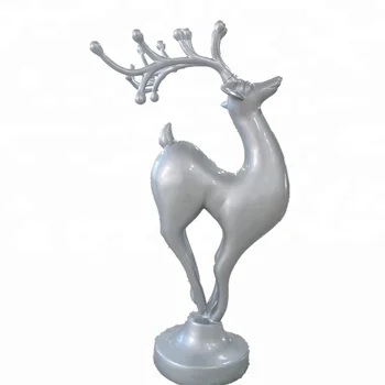 Life Size Christmas Reindeer Decoration Fiberglass Silver