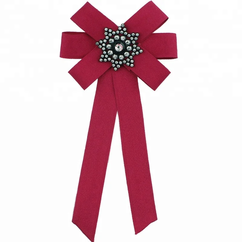 

25 x 12.5 cm 15 g Vintage Fashion Fabric Women Shirt Bowknot Bow Tie Corsage Brooch, Red;black;pink