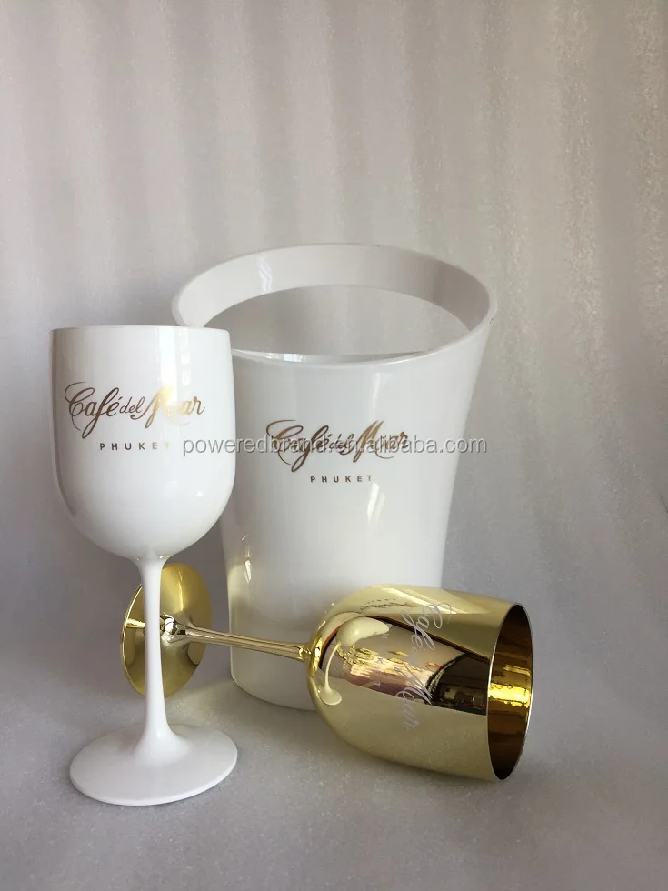 White Acrylic Champagne Glass Goblet For Bar Clus Buy Golden Colored