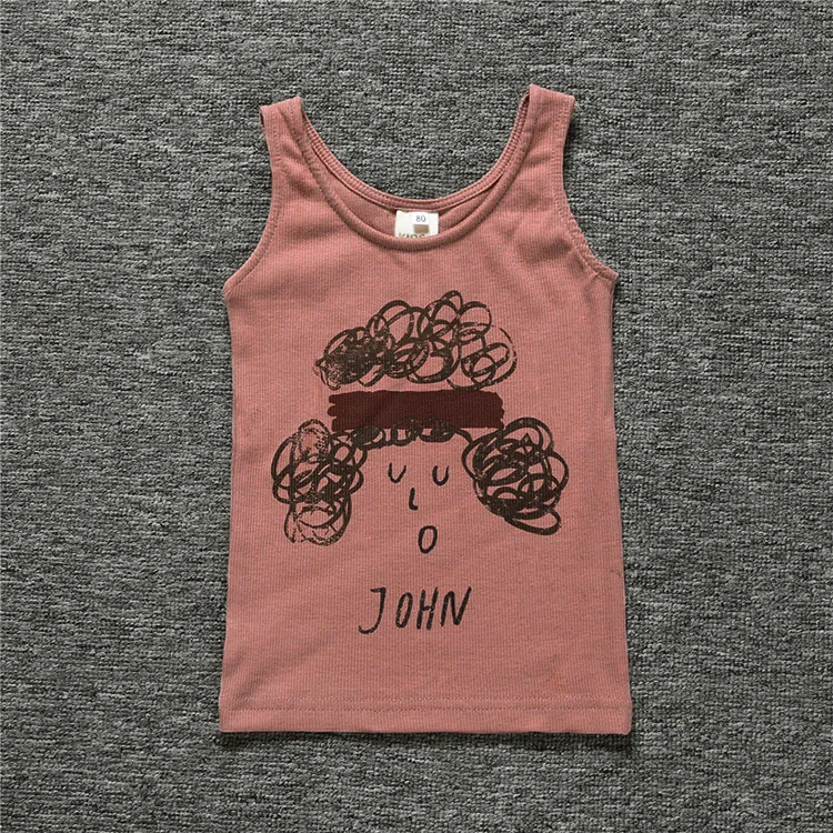 

2017 New Arrival Baby Girl Boy Summer T Shirts for Kids Tops Tees Sleeveless T Shirts for Children Vest, As pictures
