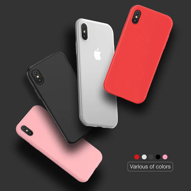 

2018 cafele Mobile Accessories Soft TPU Phone Case For iphone X 8 7 Silicone Matte Shell for iphoneX Cover, Black;pink;red;white