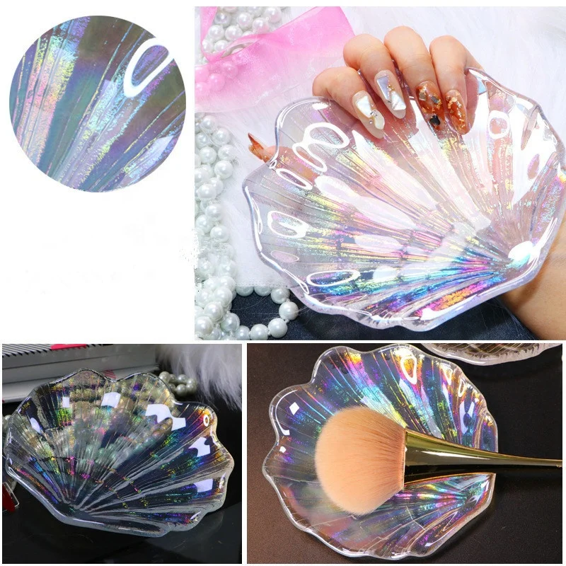 

Glass Shell Plate Dish Decorative Jewelry Storage Tray Ring Trinket Dish Nail Art Tools