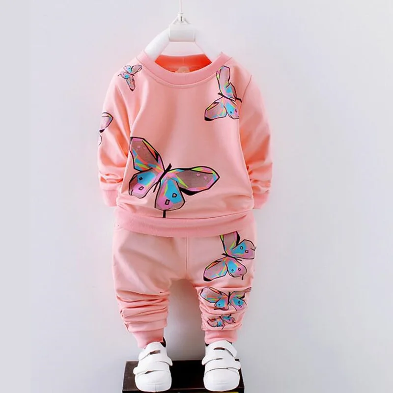 Spring Autumn Newborn Baby Girl Clothing Set Kids Tracksuit Printed T-shirt+Casual Pants 2PCS Children Clothes Suit