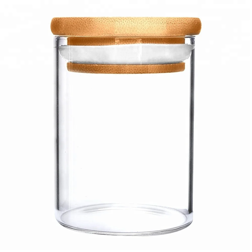 

300ml glass jar with bamboo lid for food, High transparency or color