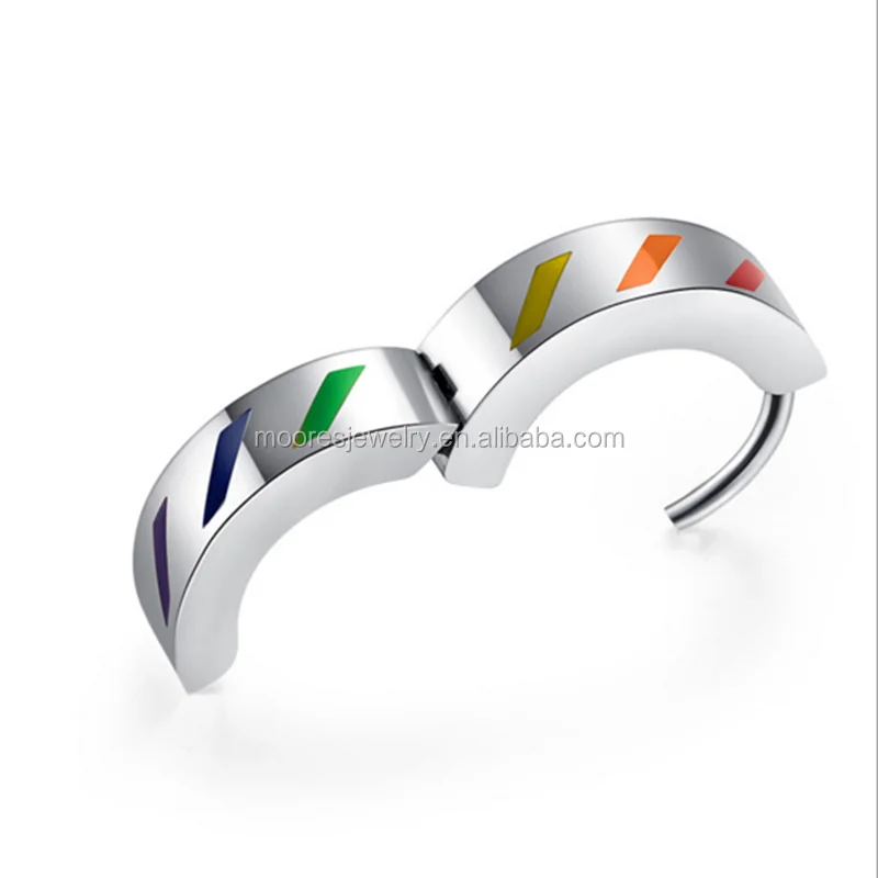 

316l stainless steel LGBT gay pride rainbow color stud earrings for gay men boys rainbow pride earrings, Silver/gold/rose gold/black