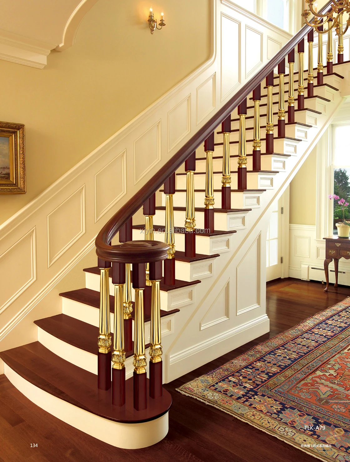Stair Railing Column Luxury European Design Brass Stair Column for Villa Terraces Elegant ...