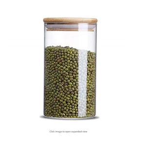 Image of Heat-resistant Borosilicate Kitchen Food Containers Glass Storage Jar with Bamboo Lid Borosilicate glass jar