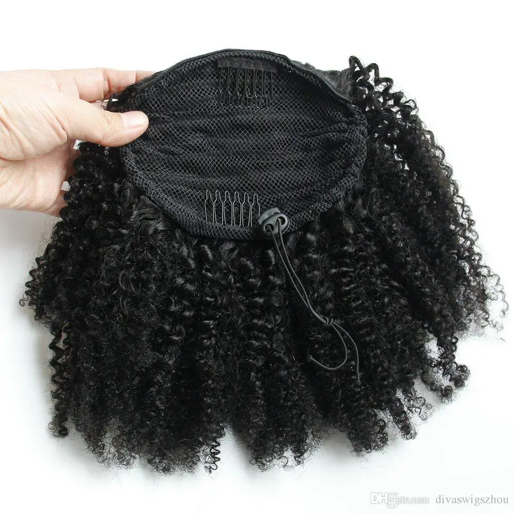 

Aliexpress Jet black 4c afro kinky curly puff human hair drawstring poytail for black women 120g free ship