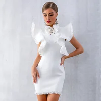 

A2769 MIGO 2020 new style white cap sleeves elegant space cotton mini exy fashion dress for women party wear