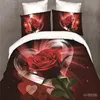 2018 3D Red Rose Print Bedding Sheet Sets for Wedding