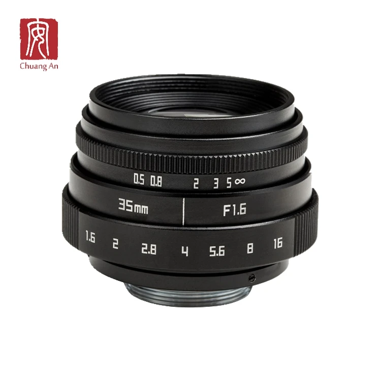 

Economical fujian supplier 35mm F1.6 manual C mount DSLR mirrorless camera lens, Black