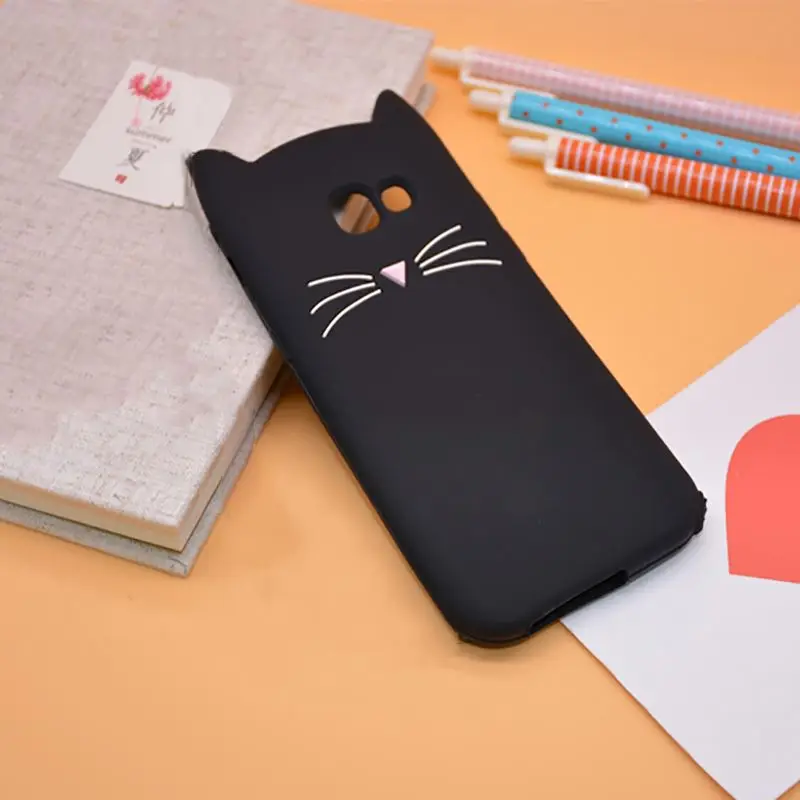 

3D Beard Cat Ears Back Cover For Samsung Galaxy S3 S6 S7 edge S8 Plus Grand Prime G530 G360 Note 8 Soft Silicone Phone Case