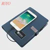 Lighting LOGO 8000 mAh PU Leather Power Bank Wireless Charging Notebook With 8/16/32GB U Disk