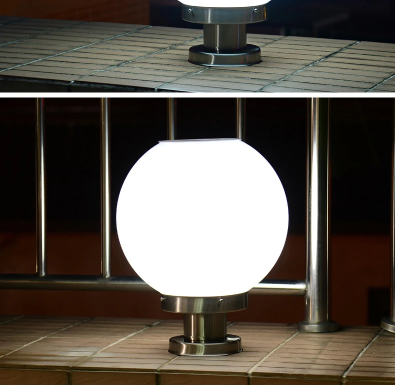 350mm Round Plastic Solar Fence Post Lights Main Gate Pillar Light