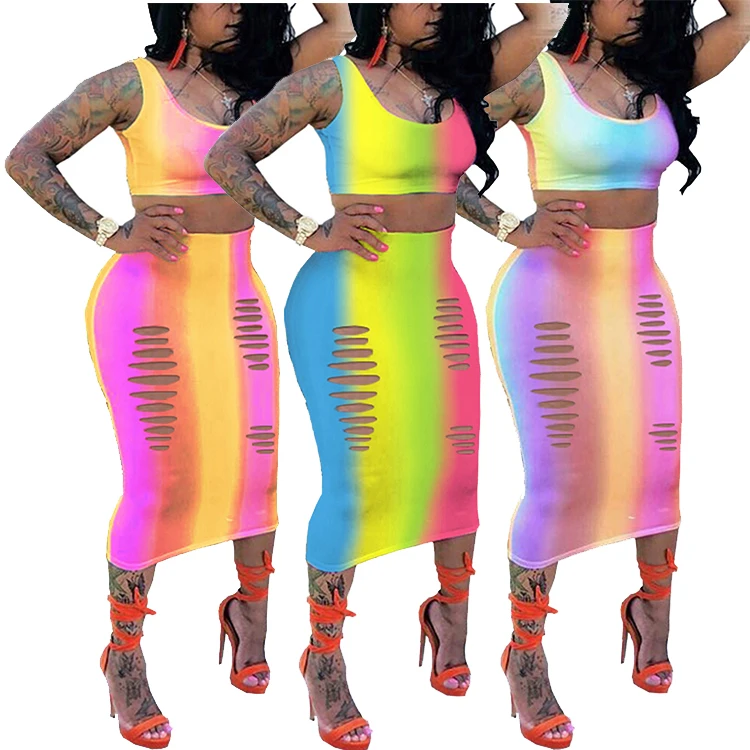 

Hot Sale High Waist Hollow Two Piece Set Sexy Fashion Bodycon Dress 2019