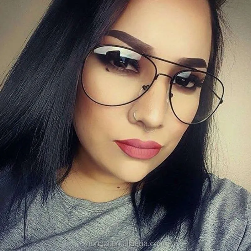 

Newest Cat Eye Glasses Frame Women Brand Designer Twin-Beams Metal Eyeglasses Frame Clear Fashion Glasses