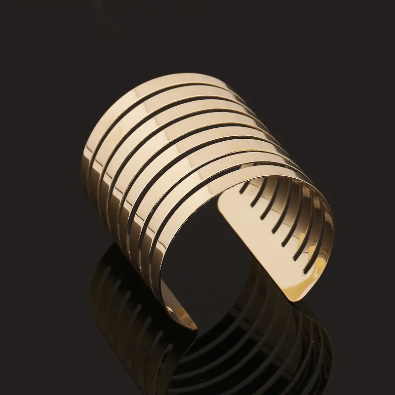 

New Fashion Creative Hollow Punk Gold Silver Bracelet Open Wide Bangle Cuff Bracelet Jewelry, Silver ,gold