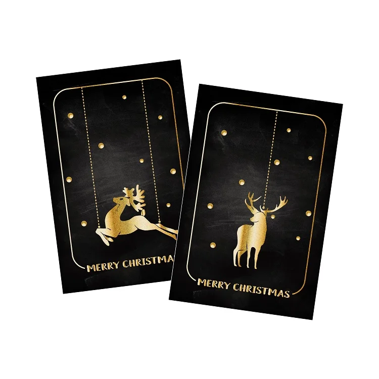 Funny Santa Claus Gold Foil Printing Design 4X6 Merry Christmas Cards With Envelope