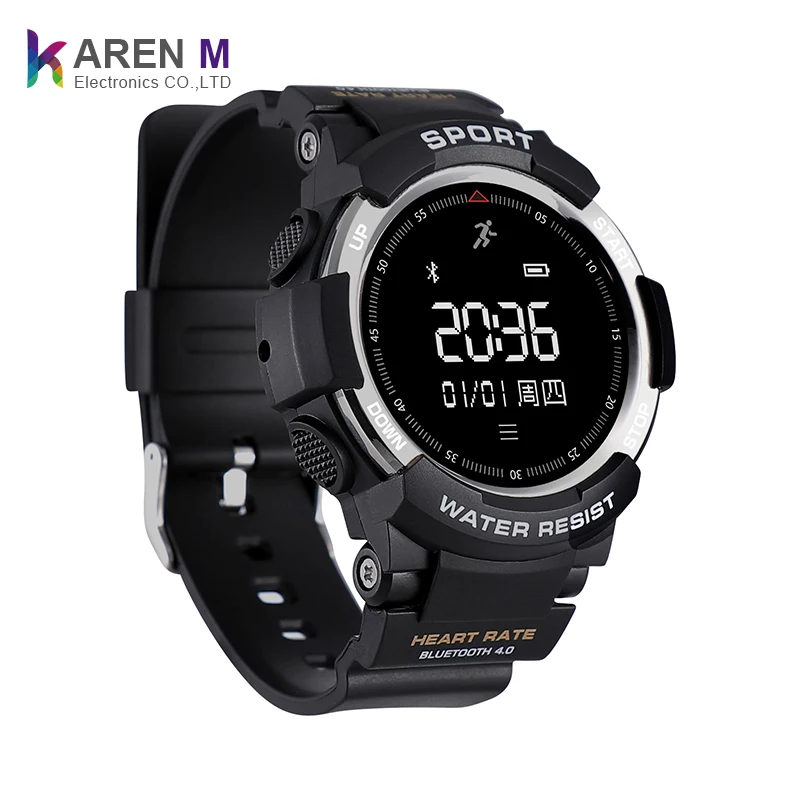 

NRF51822 NO.1 F6 Smart Watch With IP68 waterproof heart rate monitor for ios Android, Black;silver