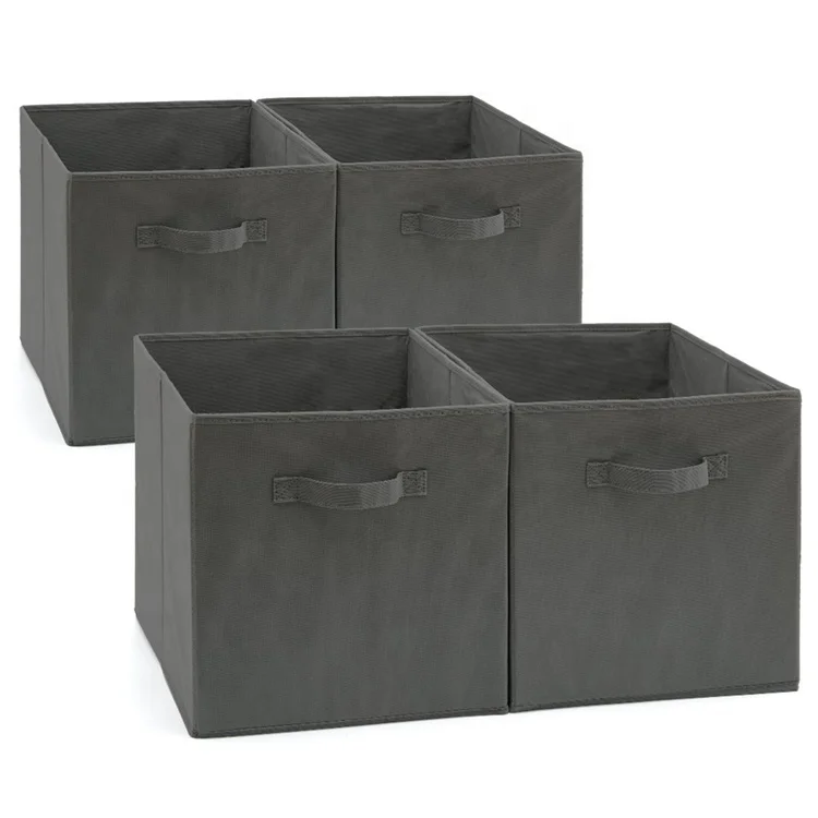 Cloth Organizer Box 16" x 10" x 12" inch Foldable Household Storage Blanket Linen Cube Bin with Lid,PVC Window,Handle