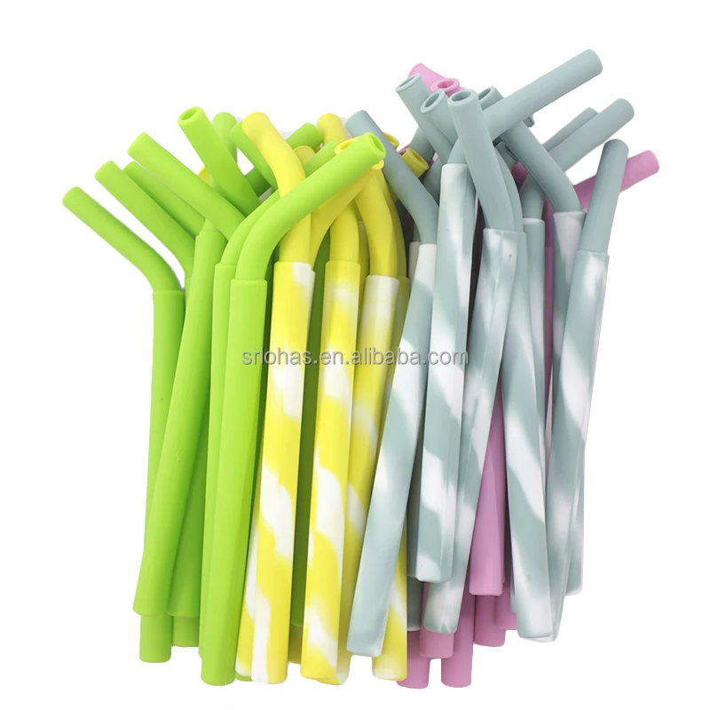 8 Reusable 8 Inch Clear Swirly Straws NO RINGS BPA Free Striped Acrylic Straws  Reusable Cleaning Brush 