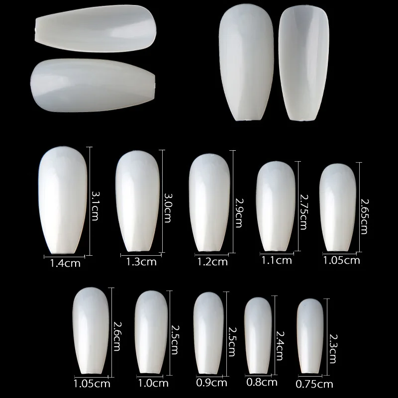 Factory Direct 600 pcs Acrylic Ballerina Full Cover Coffin Artificial False Nail Art Tips