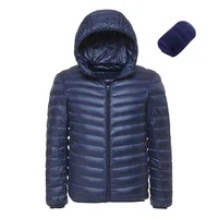 

wholesale hot selling basic men's warm windproof light down jacket with hood