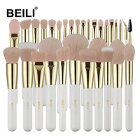 

BEILI New Arrival 30pcs White Gold Cosmetic Brushes Pink Synthetic Hair Foundation Eyelash Blending Makeup Brushes Set