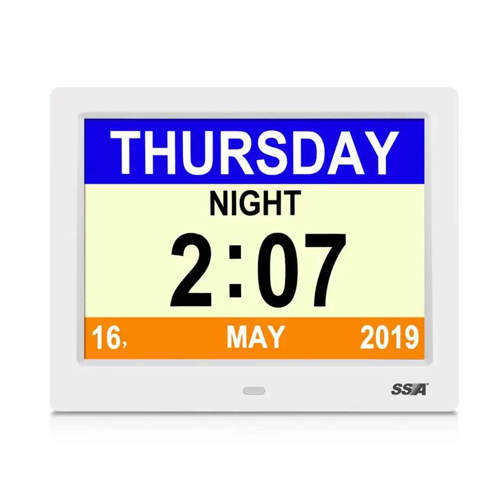 

2019 8 inch Extra-Large Words Digital Calendar Day Clock for Memory Loss with Non-Abbreviated Day