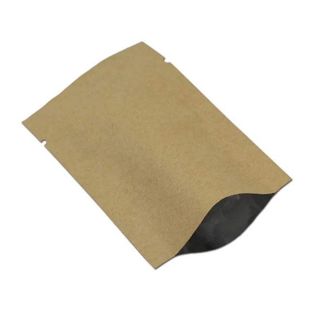 

Open Top Kraft Paper Mylar Foil Storage Bags Retail Vacuum Kraft Packing Heat Seal Paper Aluminum bags for coffee