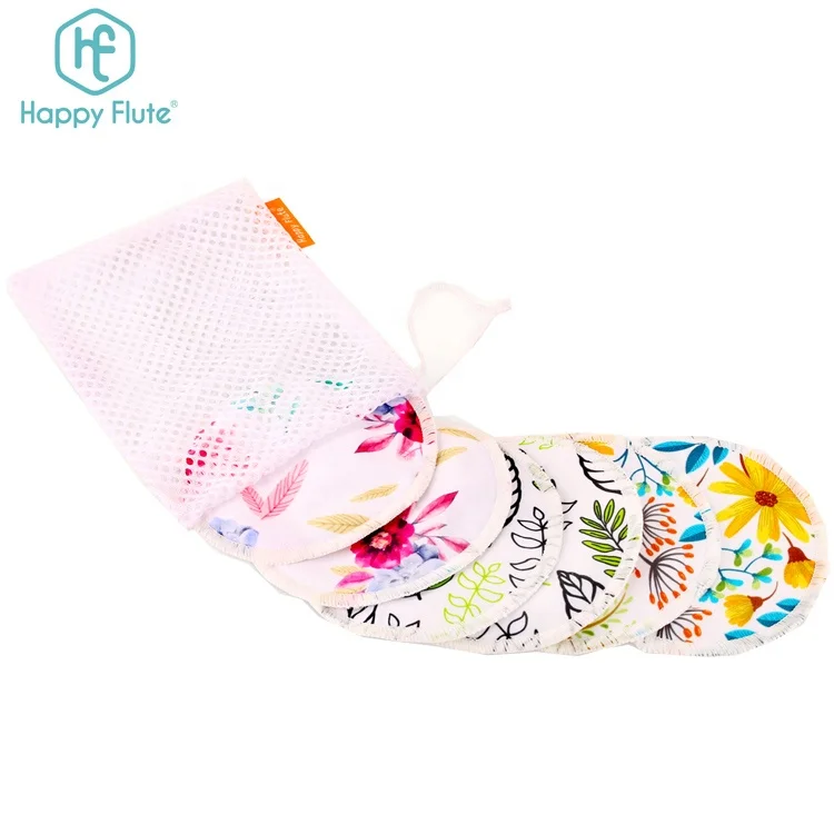 

HappyFlute High Quality 100% Bamboo Nature BreastFeeding Pad Washable Nursing Breast Pads, Mix color