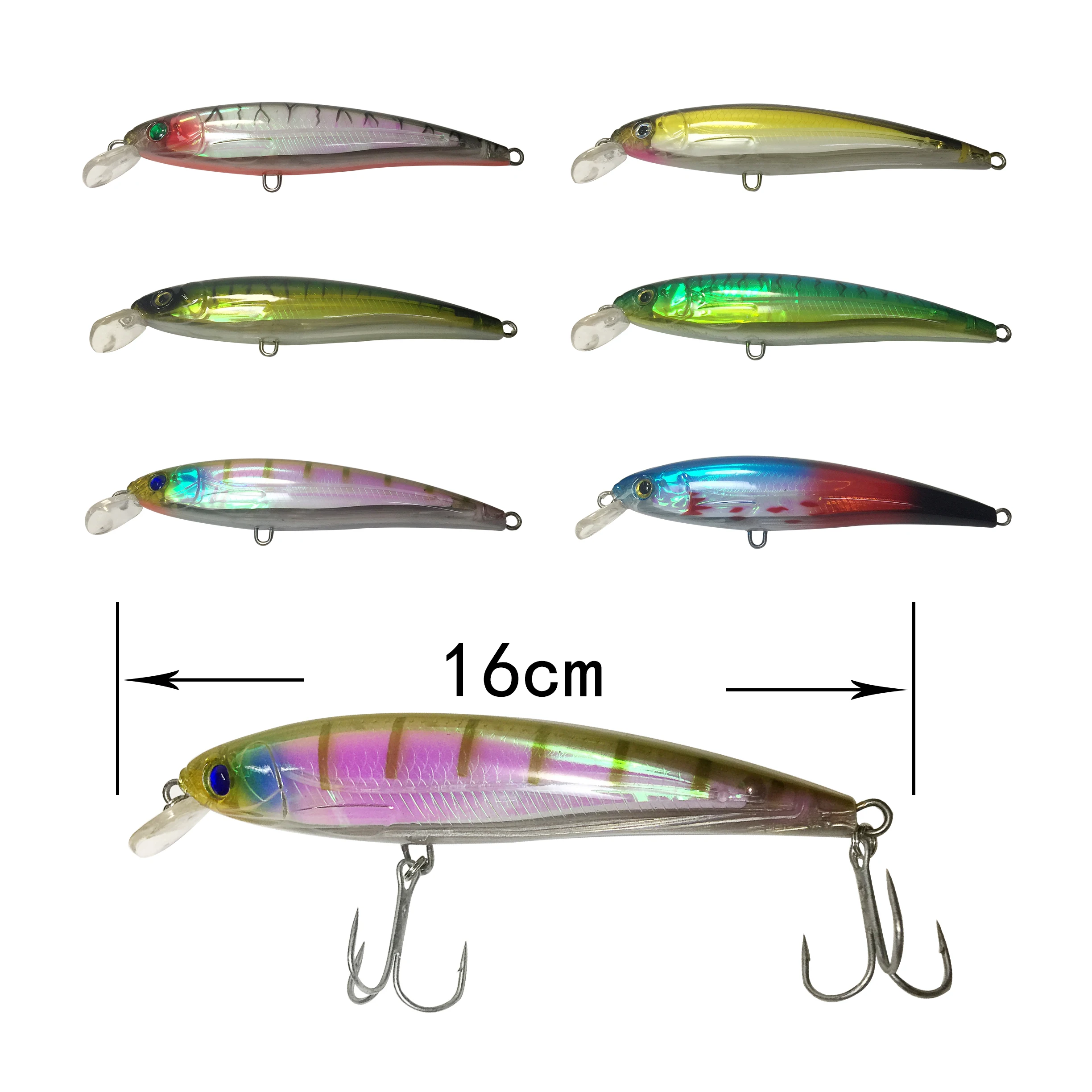 

160mm 41.3g long minnow latest model floating making hard fishing plastic lures, Gray/green/red/blue/orange,customizable