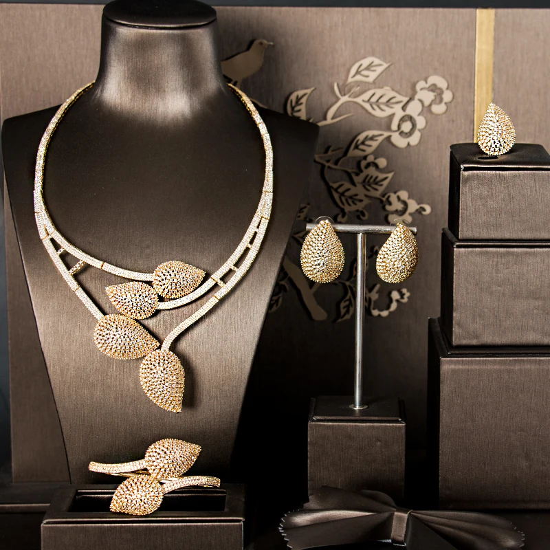 

18k gold plated jewelry set cubic zirconia jewelry set brazilian gold jewelry set