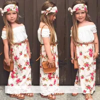 

2019 Summer 3 pcs kids clothes flower girl party Lace long dress