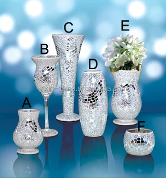 Mosaic Silver Color Cylinder Wholesale Decorative Glass Vase Buy