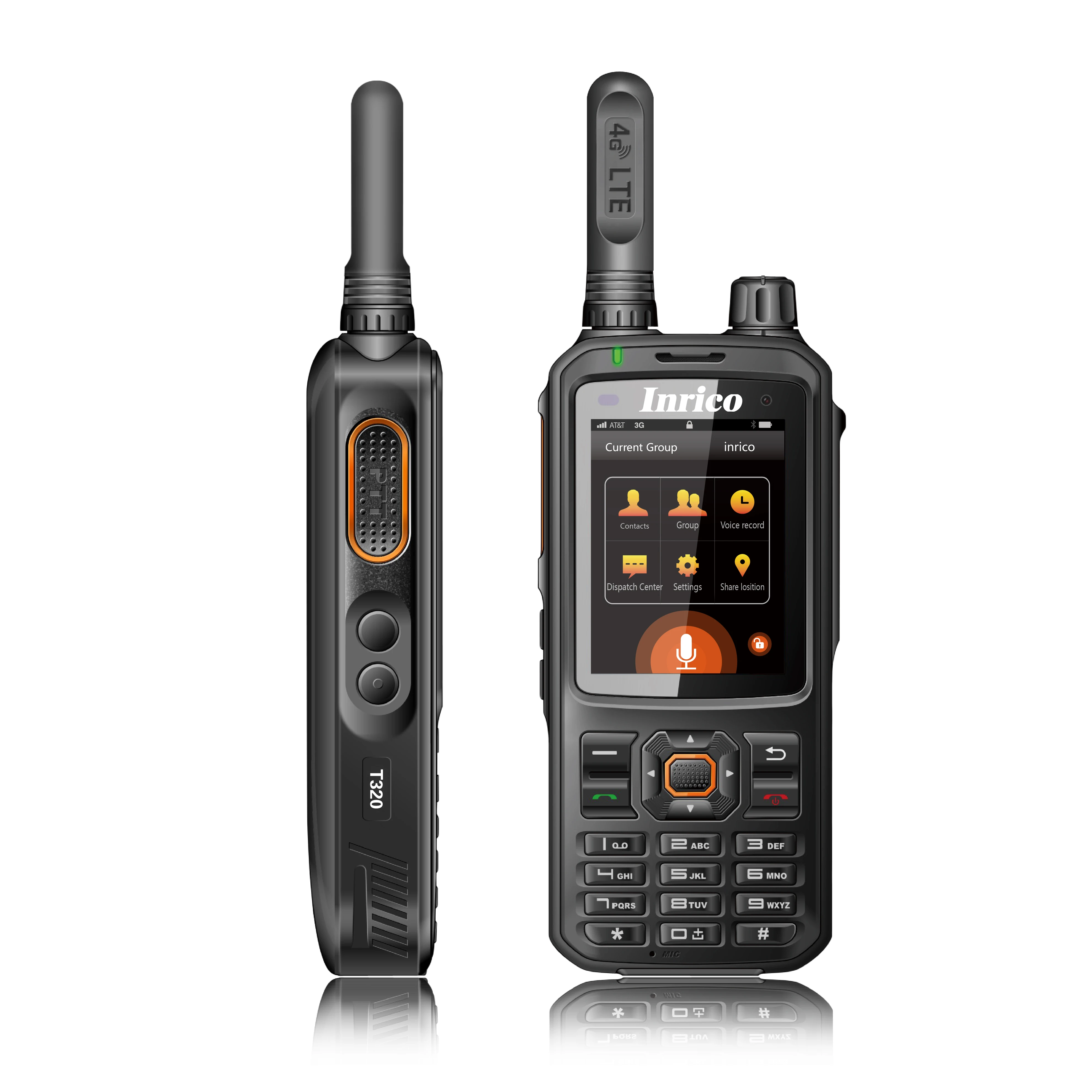 inrico t320 4g lte 网络对讲机收发器移动电话无线电 walkie talkie