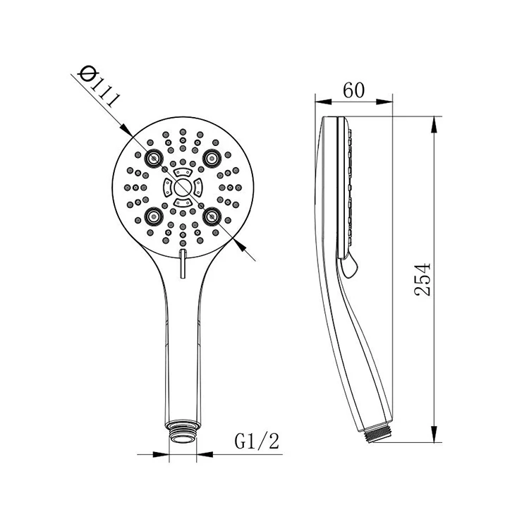 
Simple Abs Bathroom 5 Function Hand Held Shower 