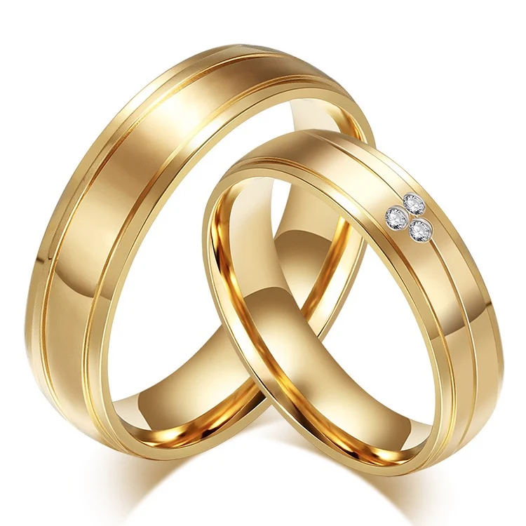 

Stainless Steel CZ Diamond Weeding Love Couple Ring
