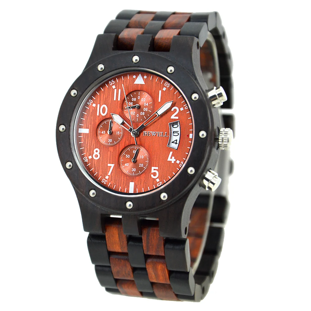 

China supplier wholesale quartz mens watches with multifuction movt wood watch custom logo wooden watch