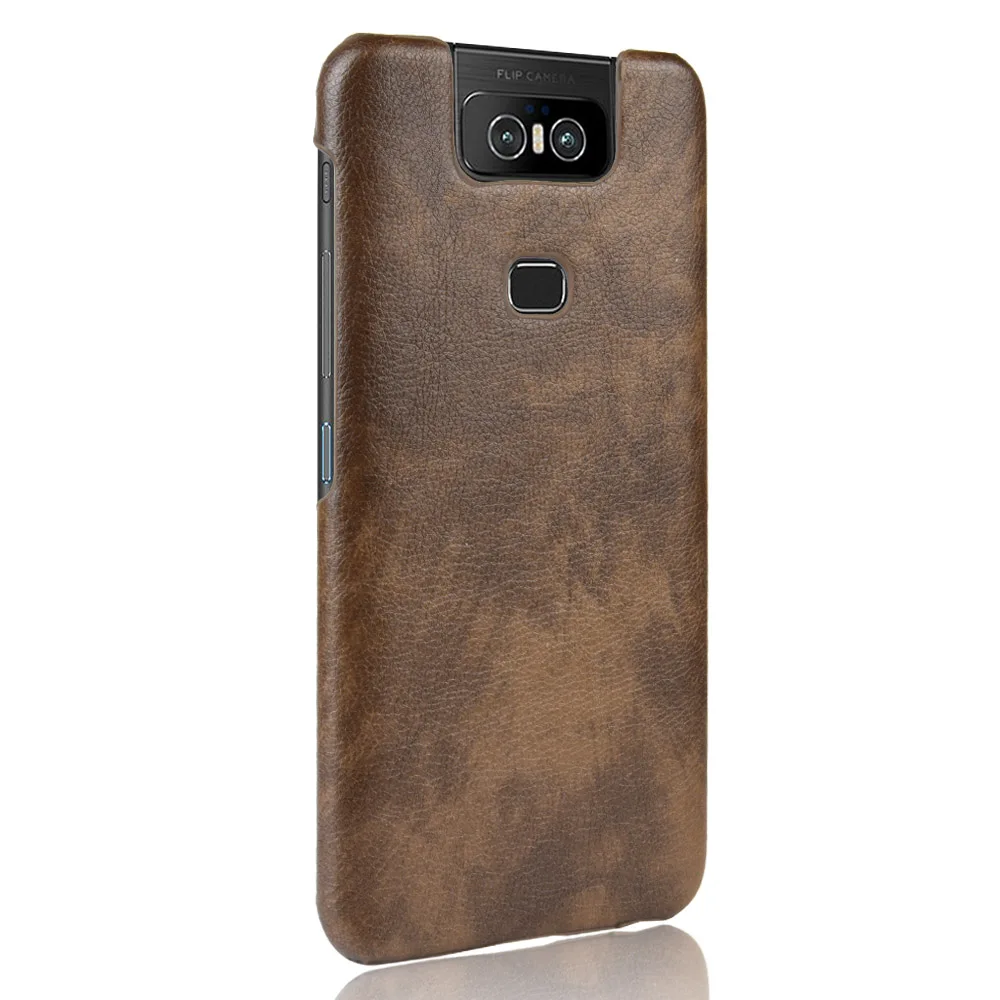 

Moq 1 Piece Retro Litchi Pattern Leather Phone Case For Asus Zenfone 6/6Z ZS630KL, Black,red,gray,brown