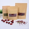 High Quality Proof Resealable Food Package Block Bottom Kraft Paper Ziplock Bag With Window For Candy/nuts/dry Fruit