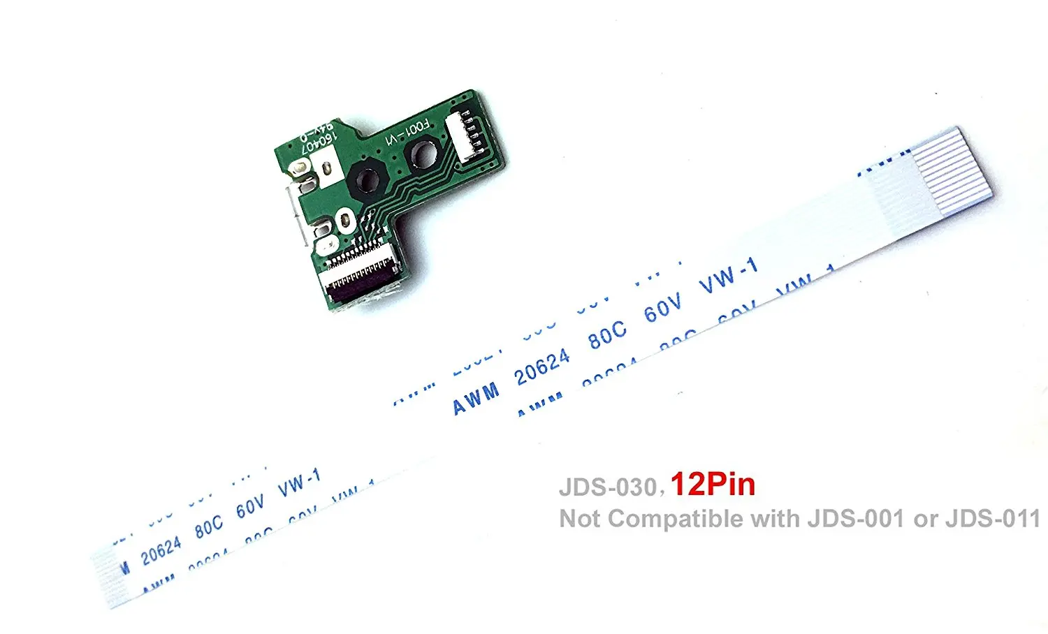 SBOS® USB Charging Port Charger Socket Board JDS-030 for SONY PS4 3rd Generation Controller with 12 Pin Cable