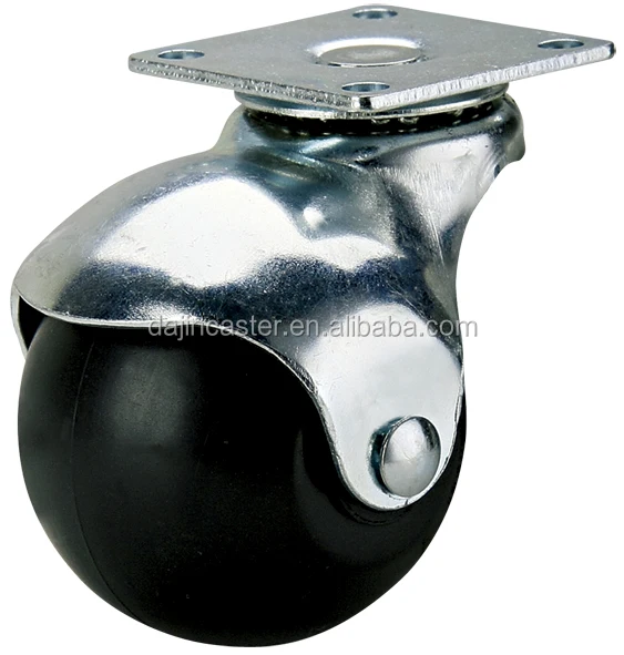 4 Pieces Non Marking Swivel Top Plate 50mm Black PP Polypropylene Furniture Ball Caster