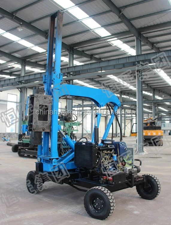 Hydraulic highway guardrail pile driver