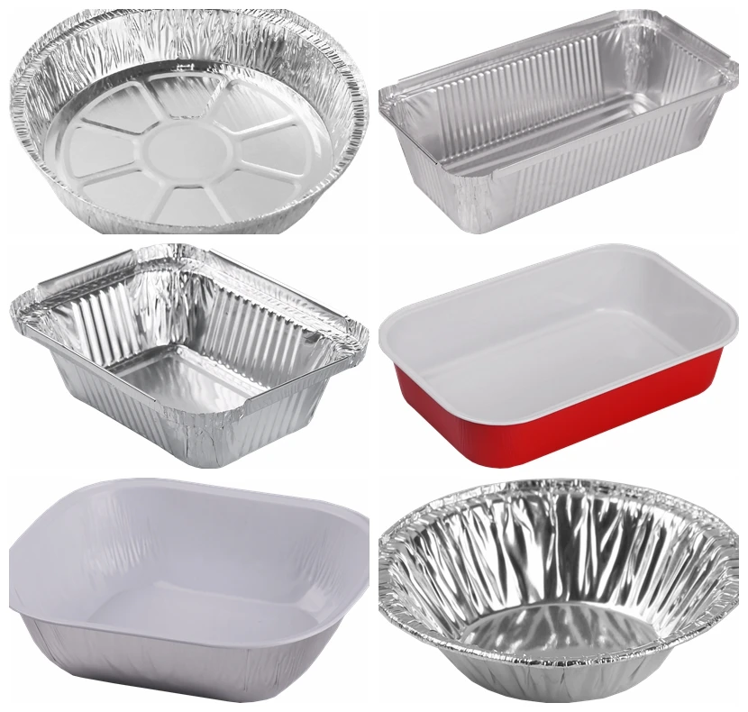 Airline Aluminum Foil Food Container Airline Catering Trays With Lids