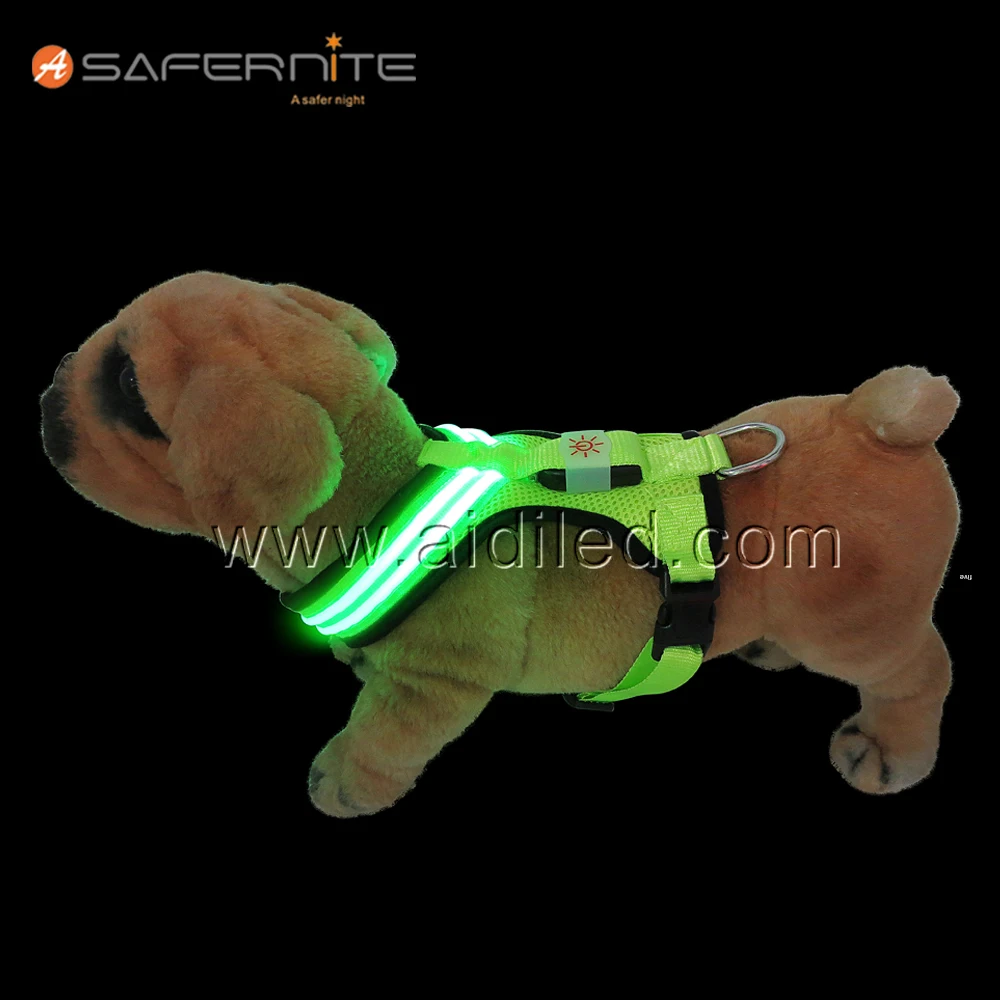 Wholesale Reflective Led Dog Harness Dual Optical Fiber Dog Harness Vest Adjustable Size for Pet Night Safety