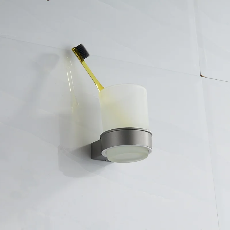 
Design Bathroom Accessories Zinc Single Tumbler Holders Glass Toothbrush Holder 